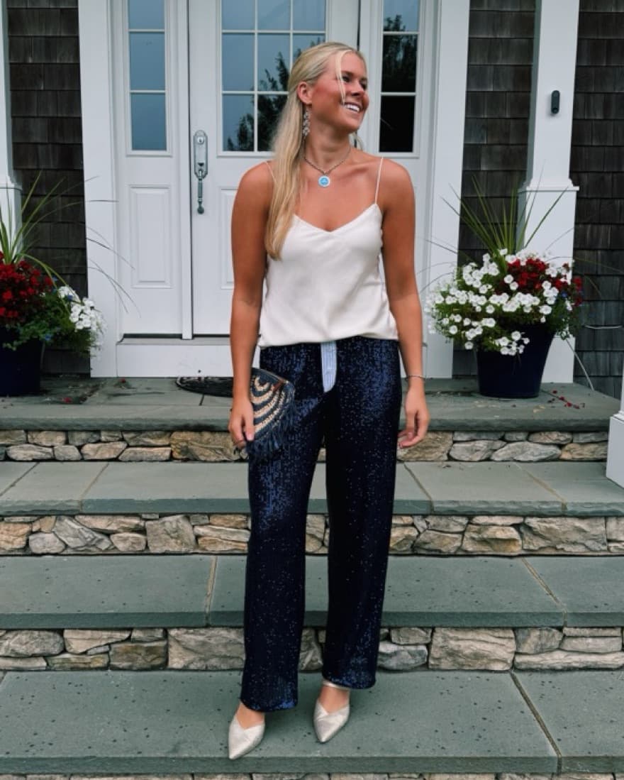 Handover Navy Sequin Pants - Image 2