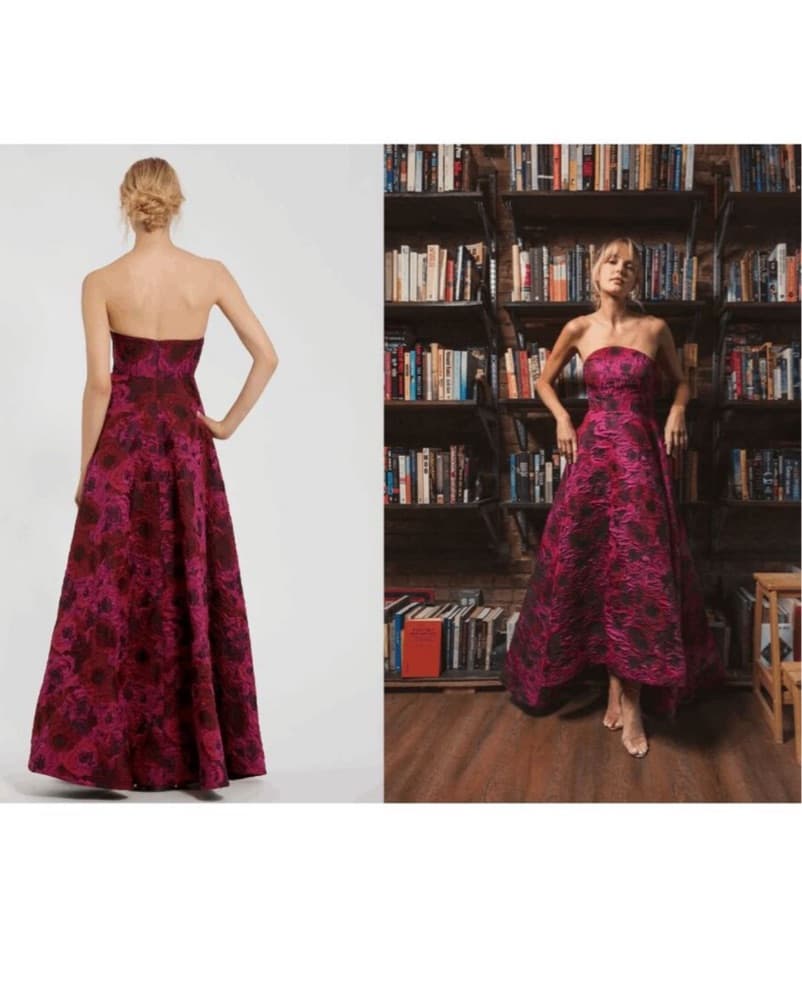 Bold and Vibrant Floral Strapless Gown - Image 6