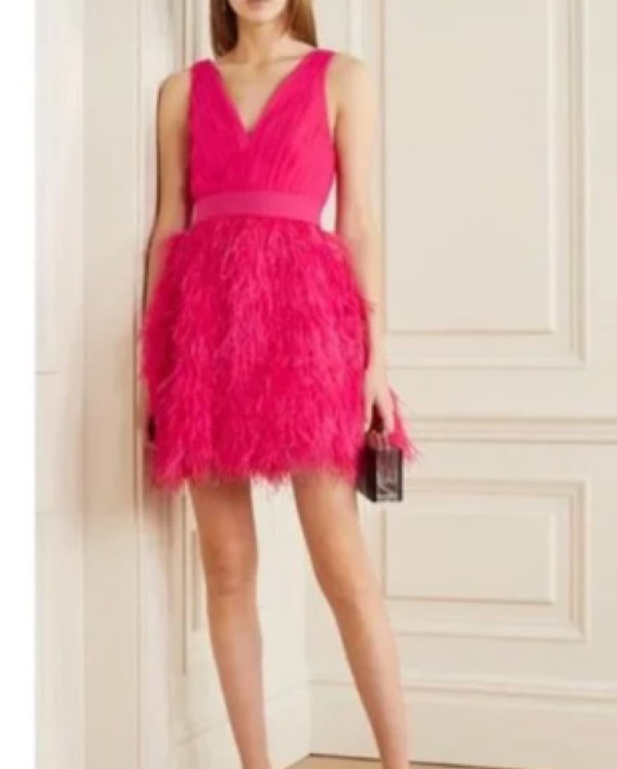 Alice & Olivia Tehran pink Feather Dress - Image 2