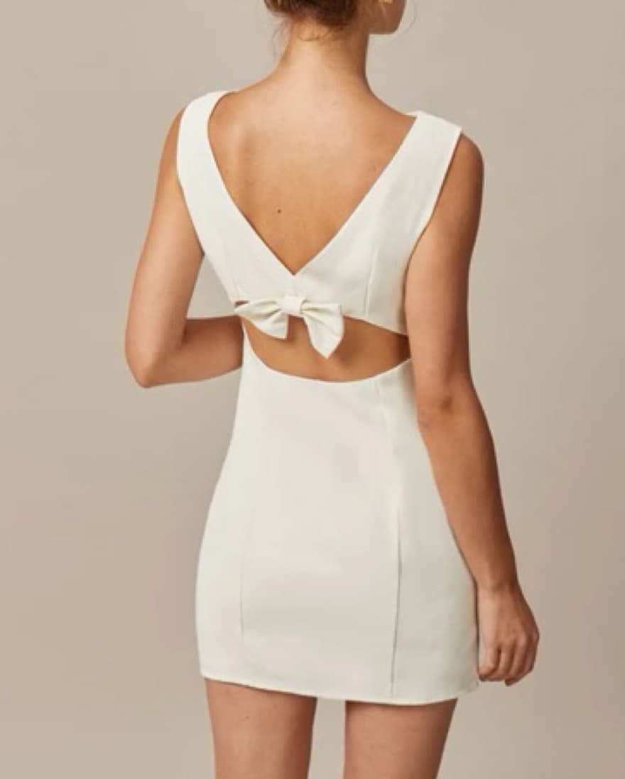 Off White Formal Dress WITHOUT BOW - Image 2