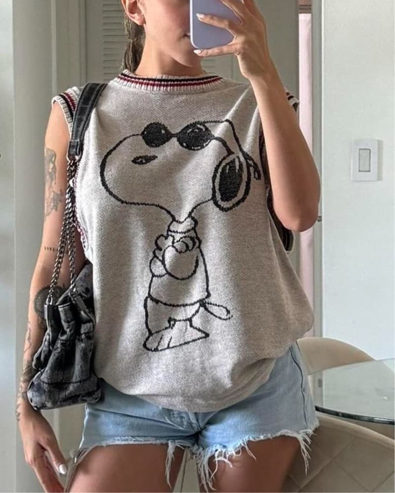 Snoopy Graphic Sweater Vest - Image 1