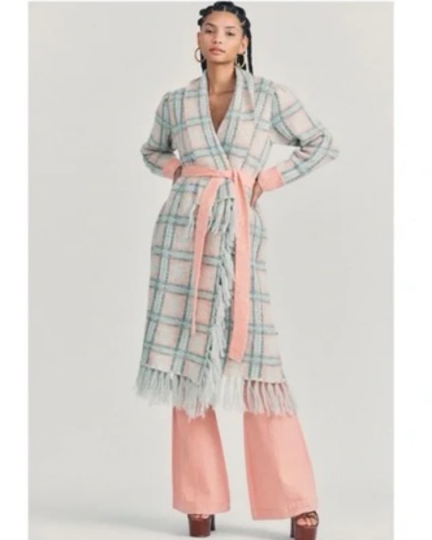 LoveShackFancy Pink Plaid Cardigan Sz ML - Image 1