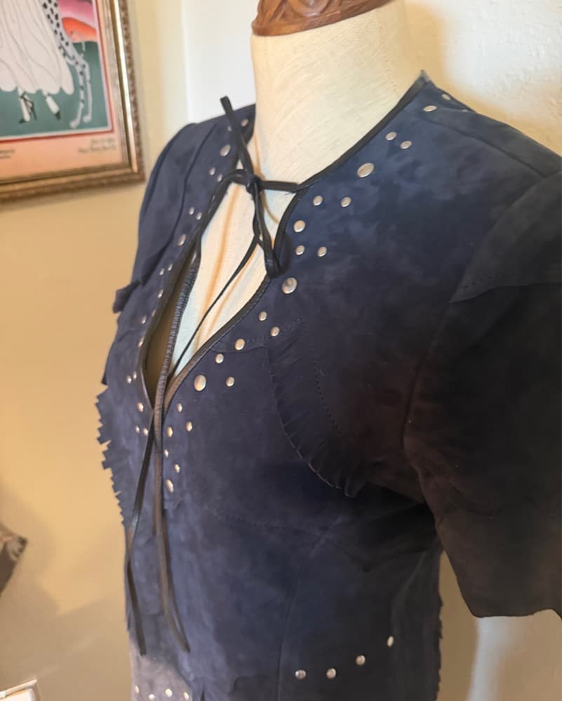 Coach Blue Suede Stud Mini Dress - Image 6