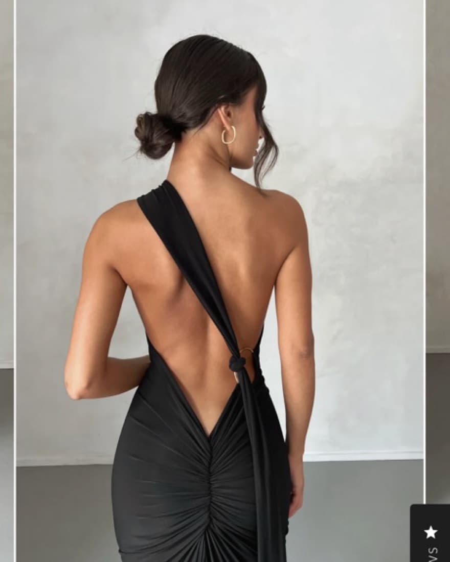 Black Gown Deep V Back Adjustable Back - Image 3