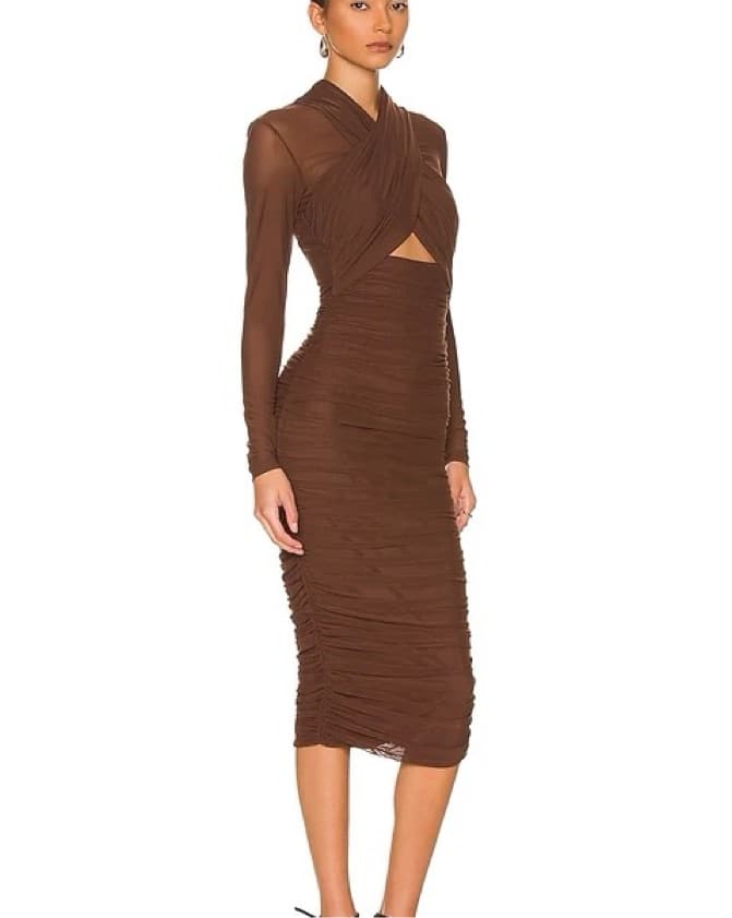 Bardot Aliyah Dress in Chocolate - Image 2