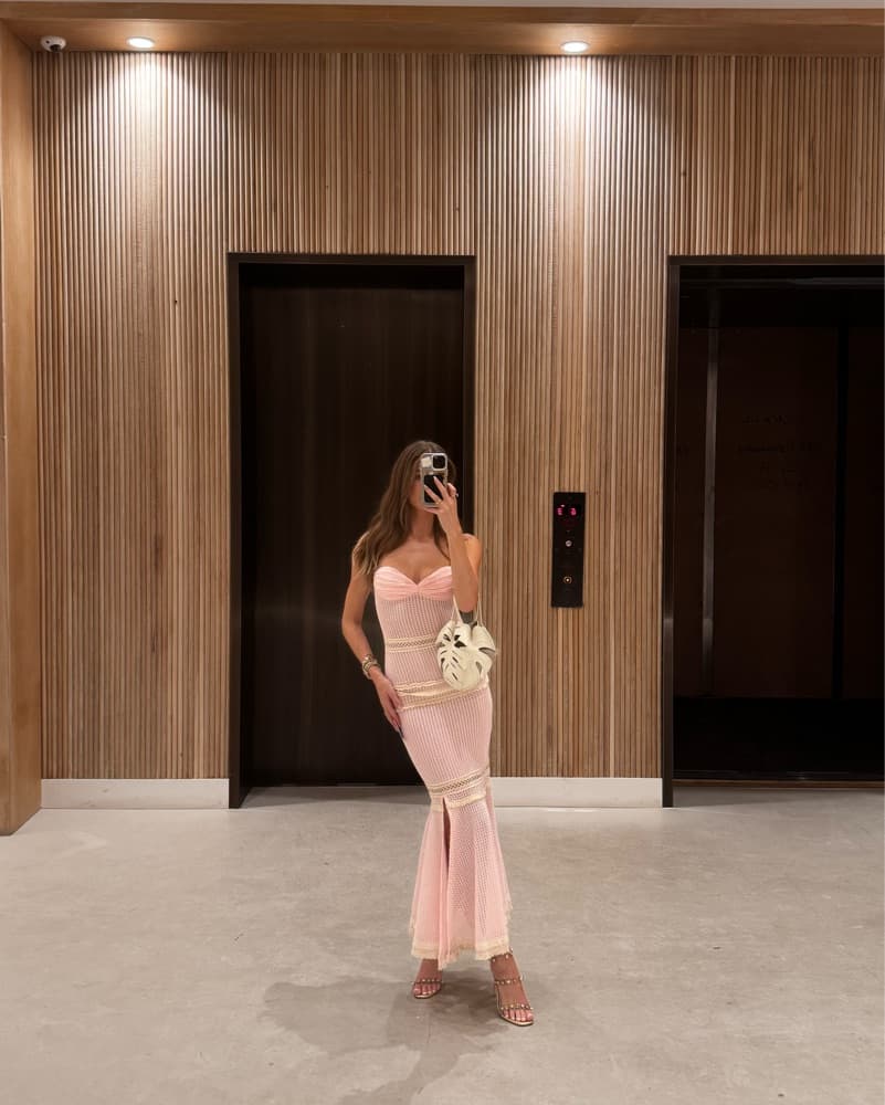 Pink Crochet Maxi Dress - Image 3