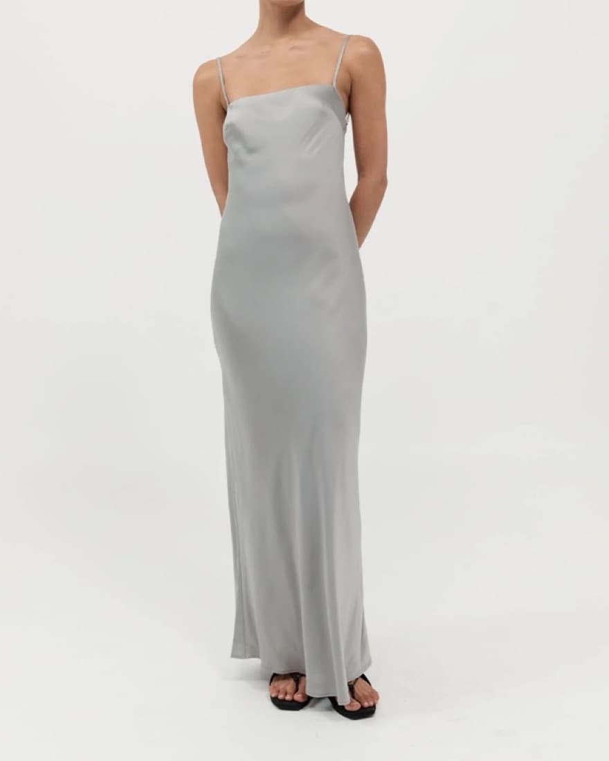 St Agni Low Back Slip Dress Silver - Image 4