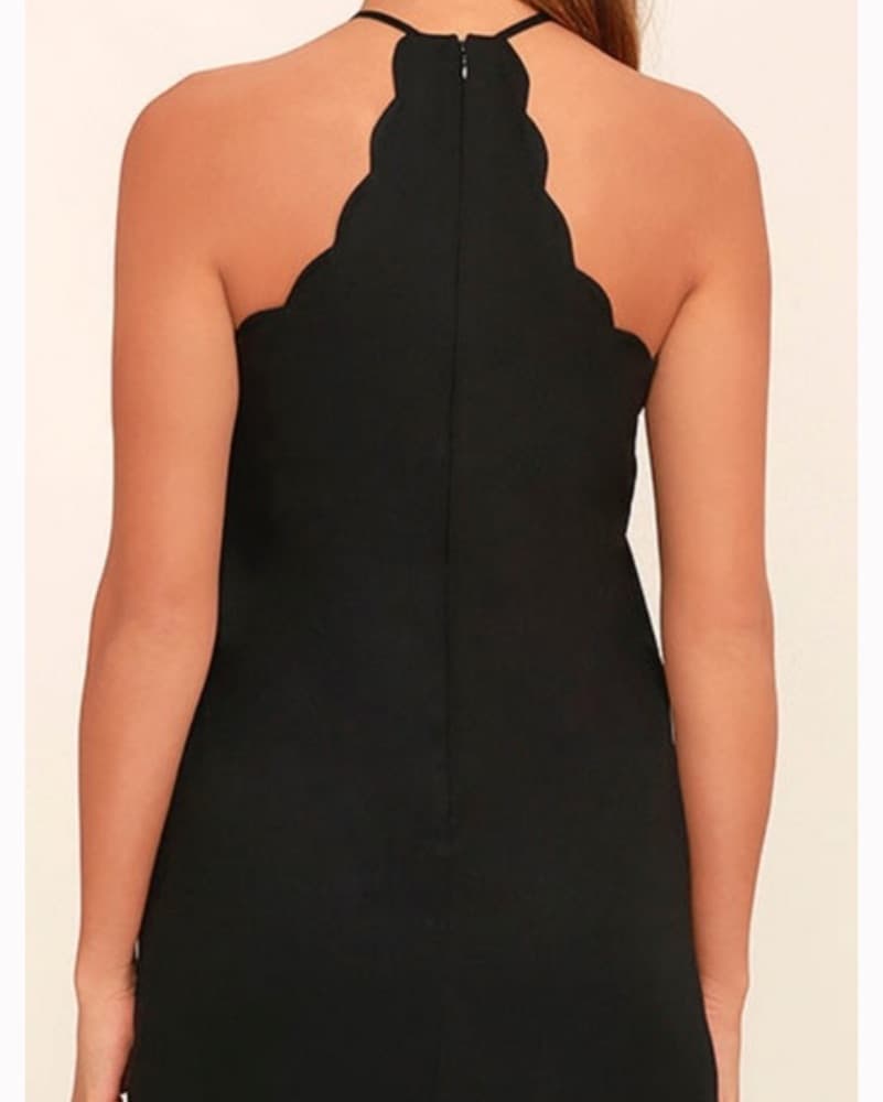 Black Scallop Halter Dress - Image 2