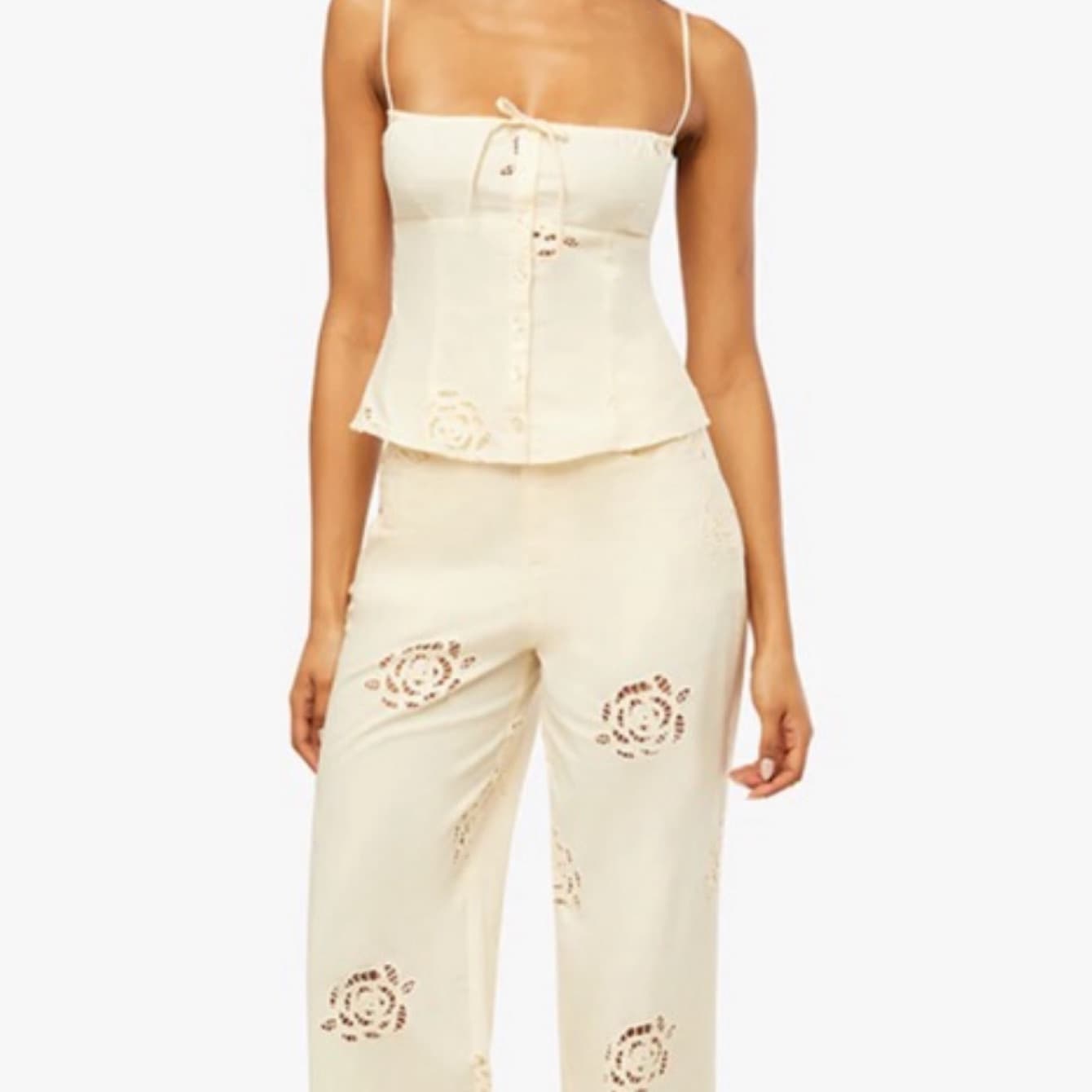 WeWoreWhat White Linen Floral set - Image 2
