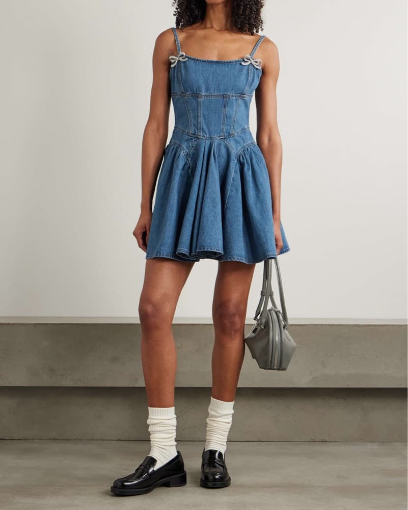 Denim Mini Dress Self portrait  - Image 2