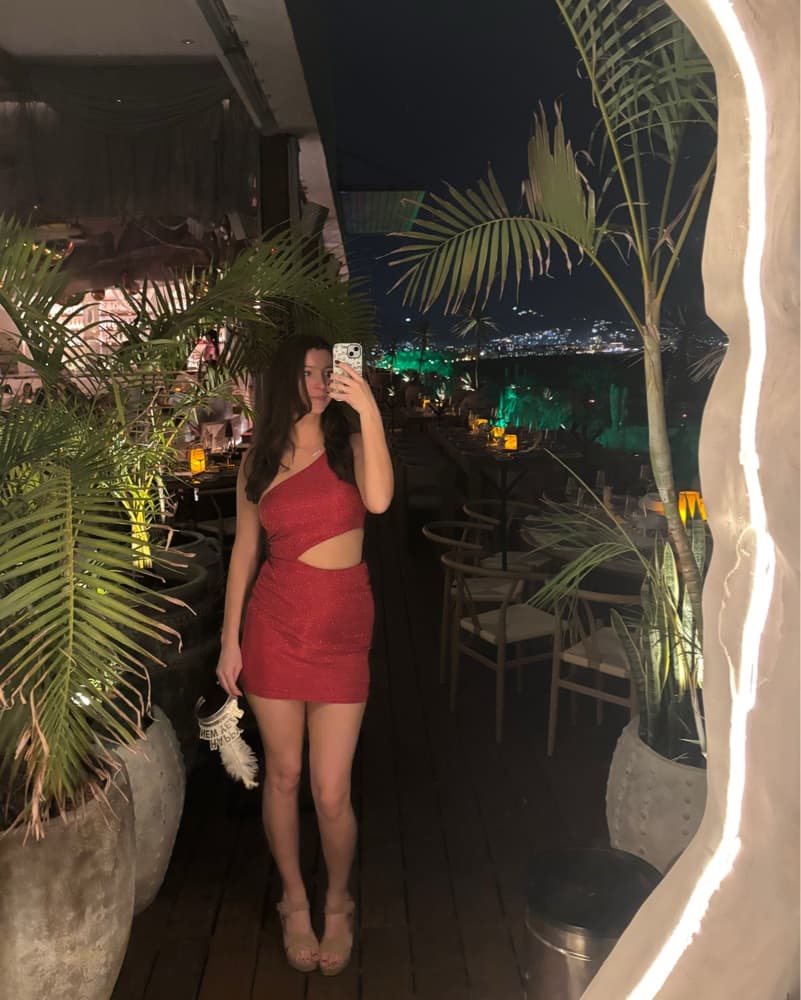Red Sparkly one-shoulder bodycon dress - Image 1