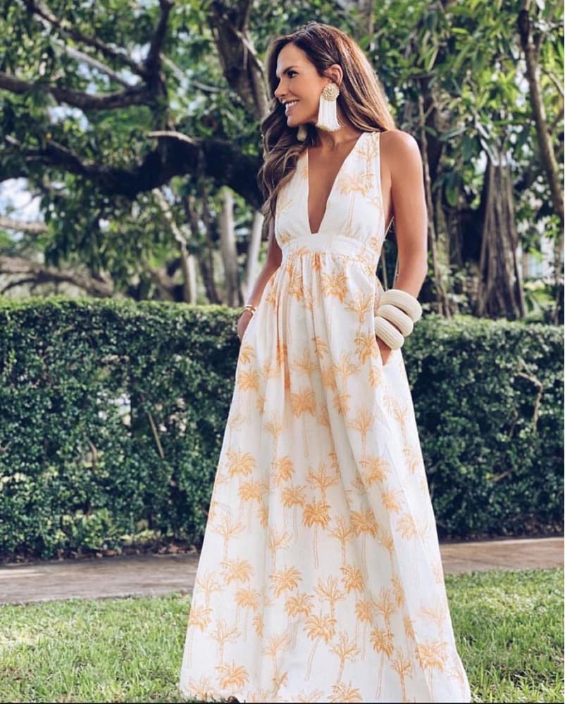 Tropical Liben Palm Maxi Dress - Image 2