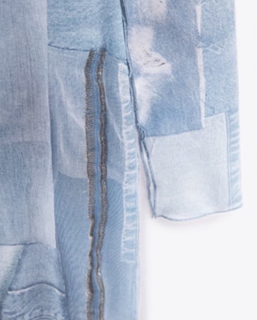 Denim Print Mesh Maxi Dress - Image 6