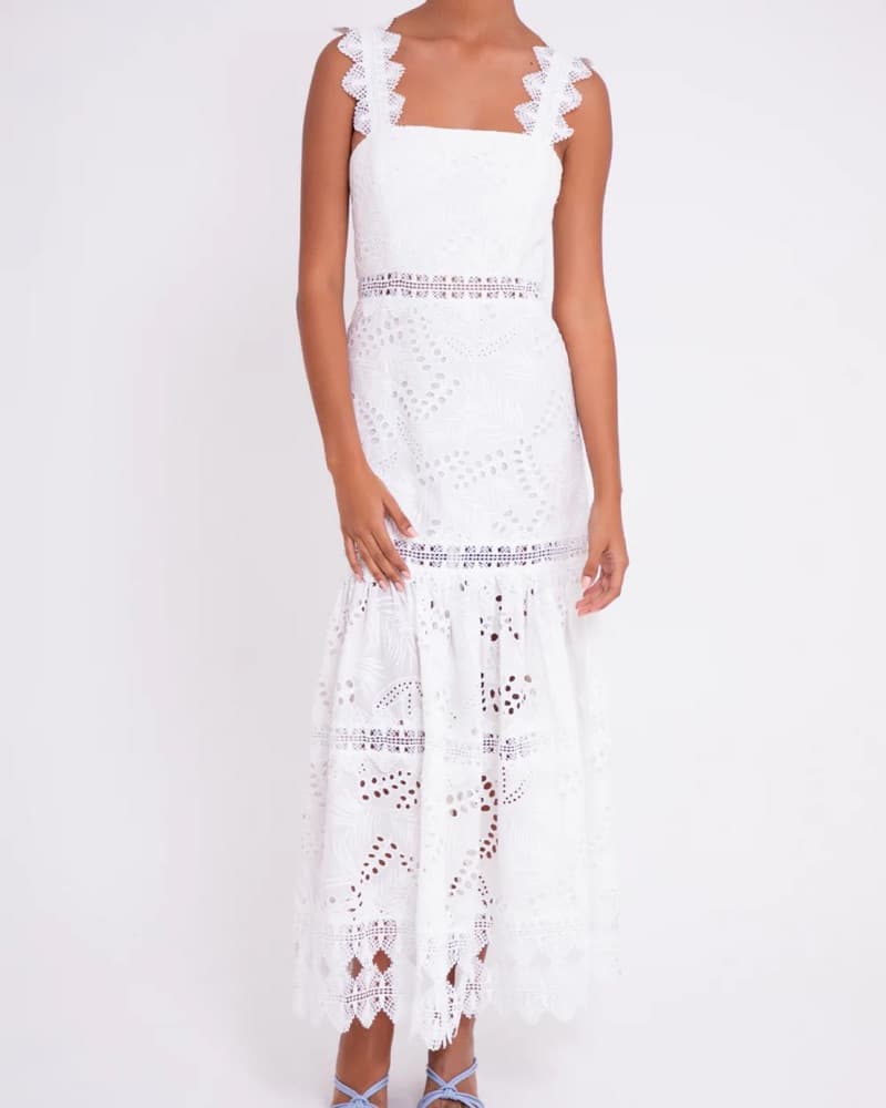WAIMARI Sirenuse White Cotton Midi Dress - Image 2