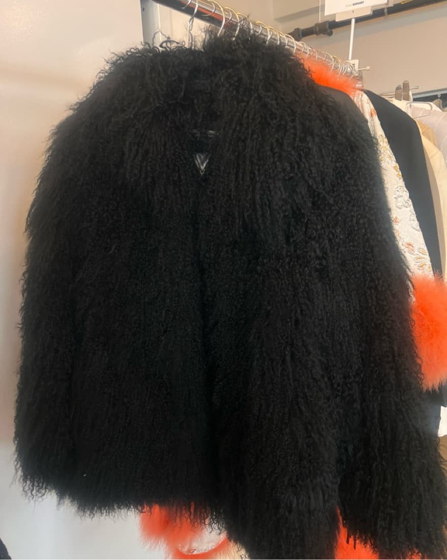 Vintage Black Mongolian Fur Coat - Image 1