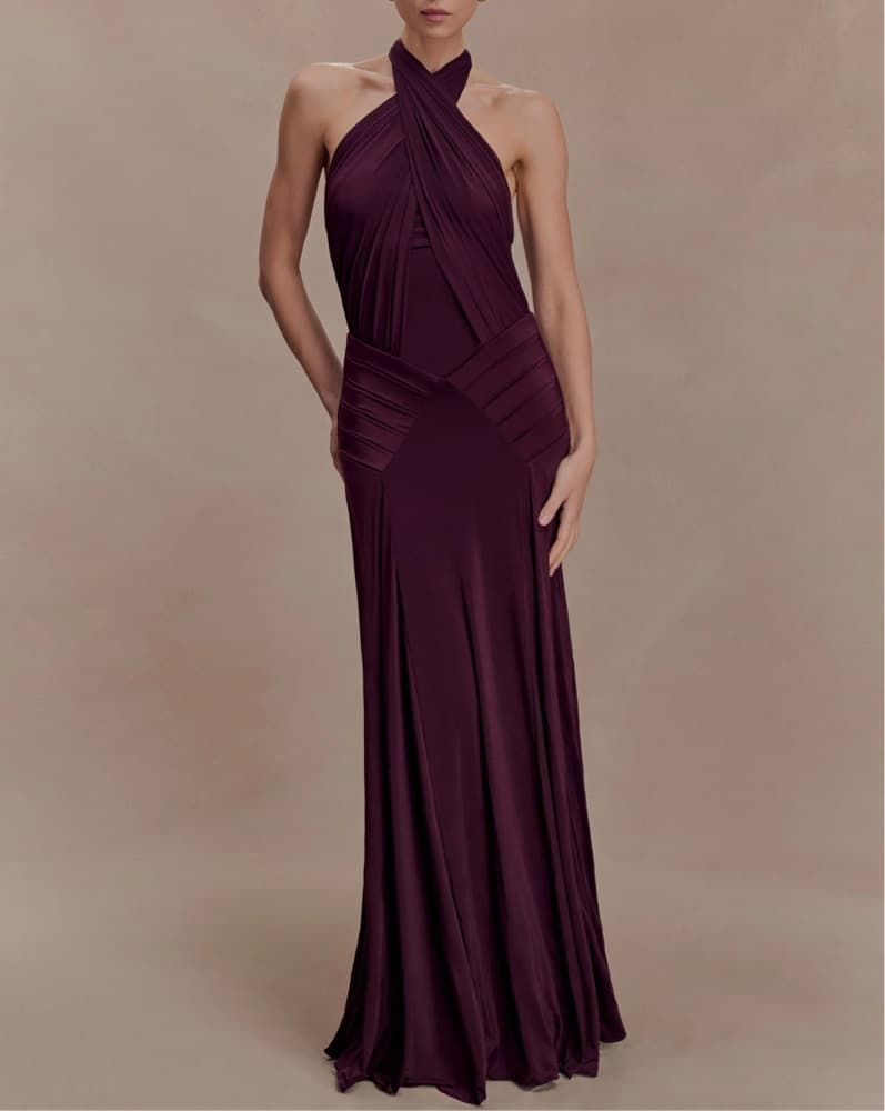 Meshki Slinky Halter Maxi Gown - Image 1