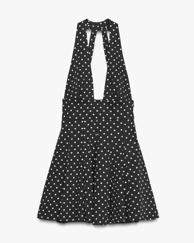 Polka Dot Mini Halter Bow Dress - Image 1