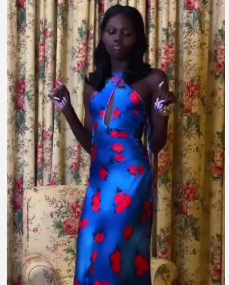 Blue Red Floral Silk Maxi Dress Mirae - Image 3