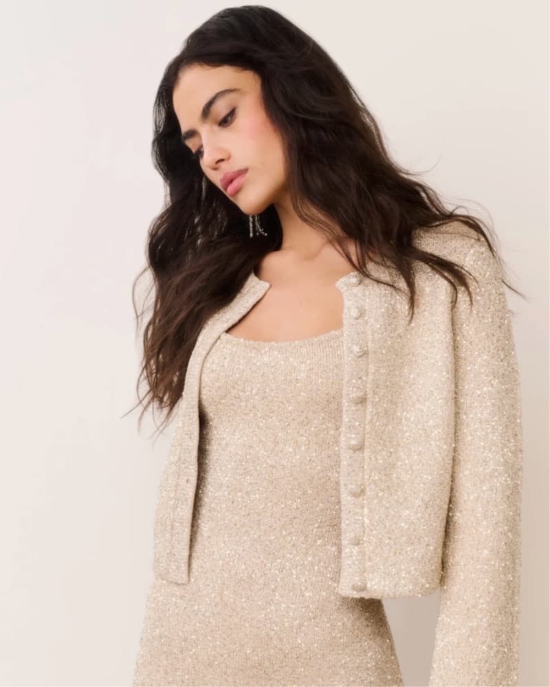 LoveShackFancy Gold Knit Cardigan - Image 1