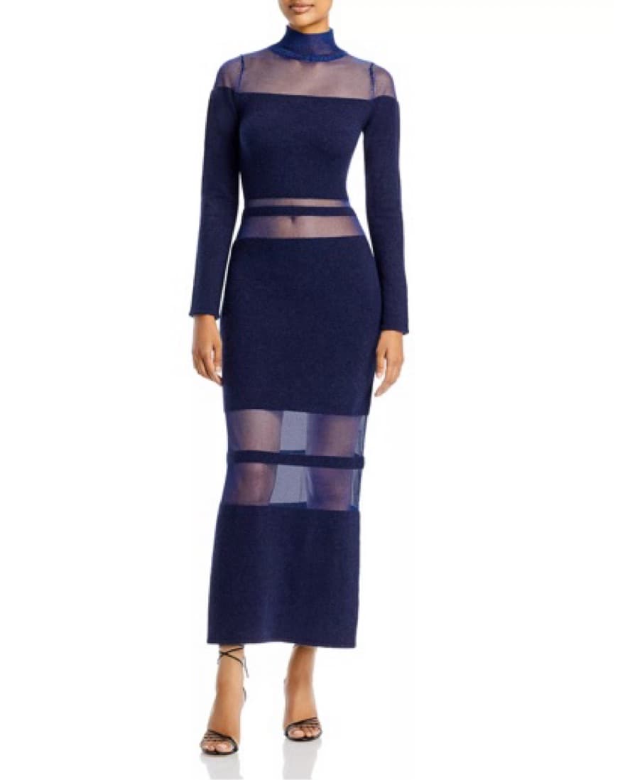 Cult Gaia Navy Mesh/Knit Maxi - Image 1