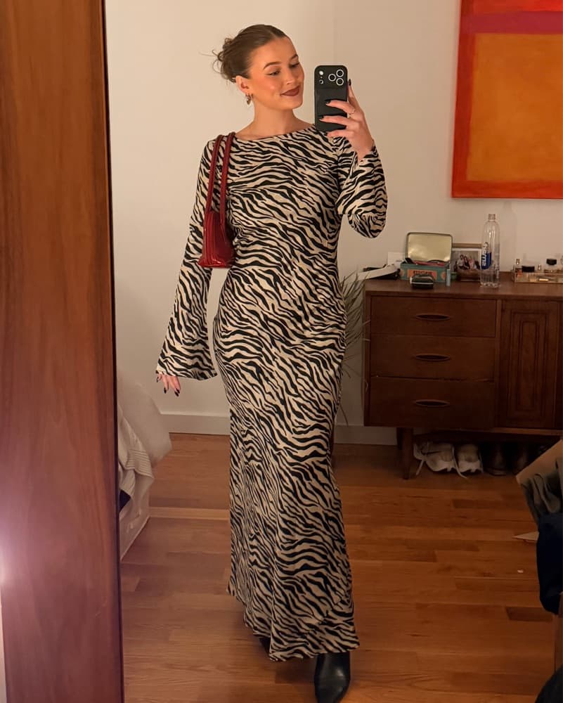 Zebra Print Maxi Dress - Image 1