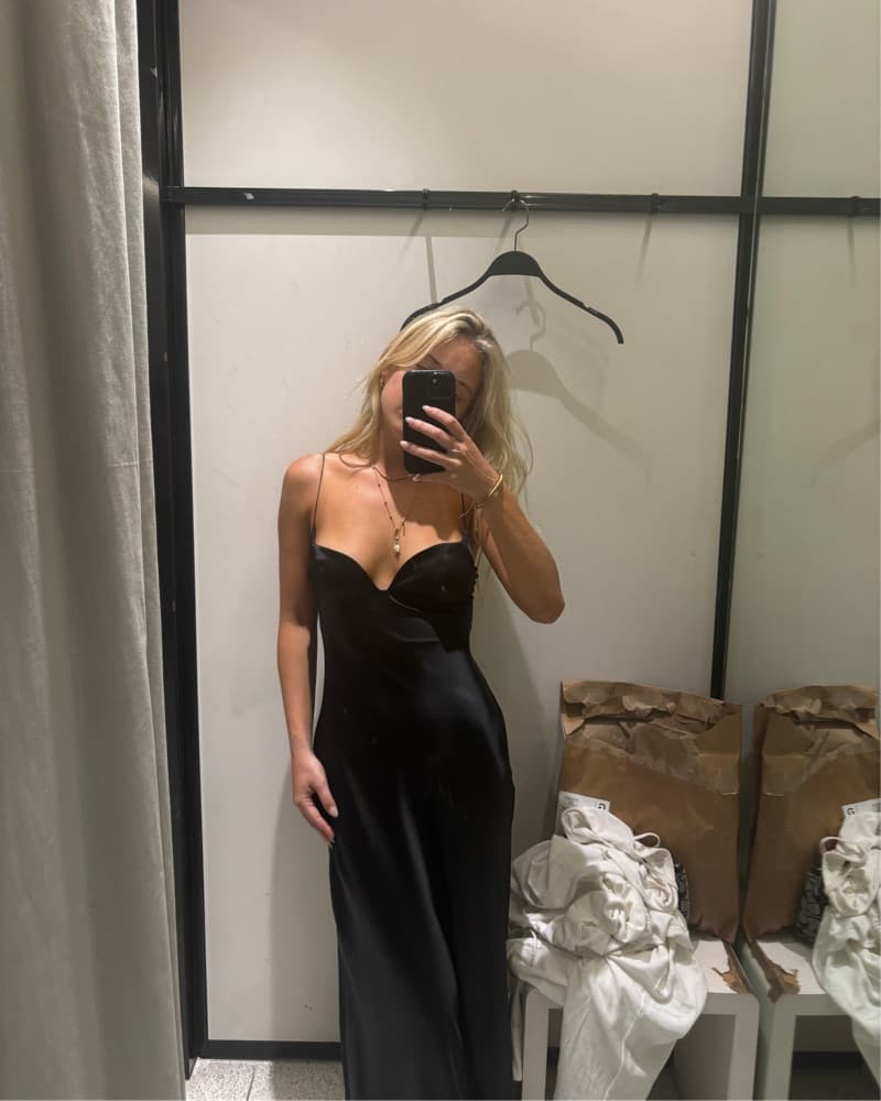 Zara Black Satin Cocktail Dress - Image 2