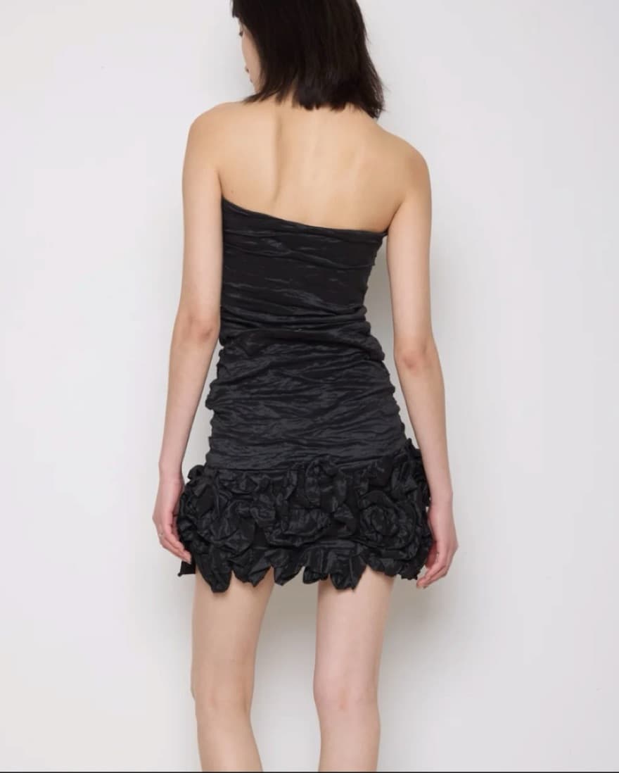 Vintage Black Strapless Mini Dress - Image 3