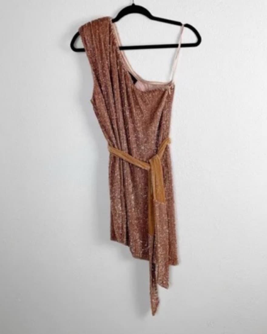 Retrofete ‘Ella’ Gold Mini Dress - Image 2