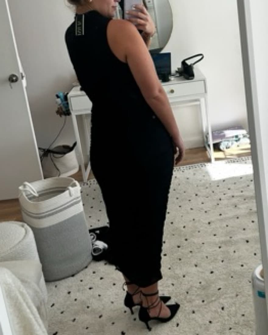 ASTR Mesh Mock Neck Midi Dress - Image 2