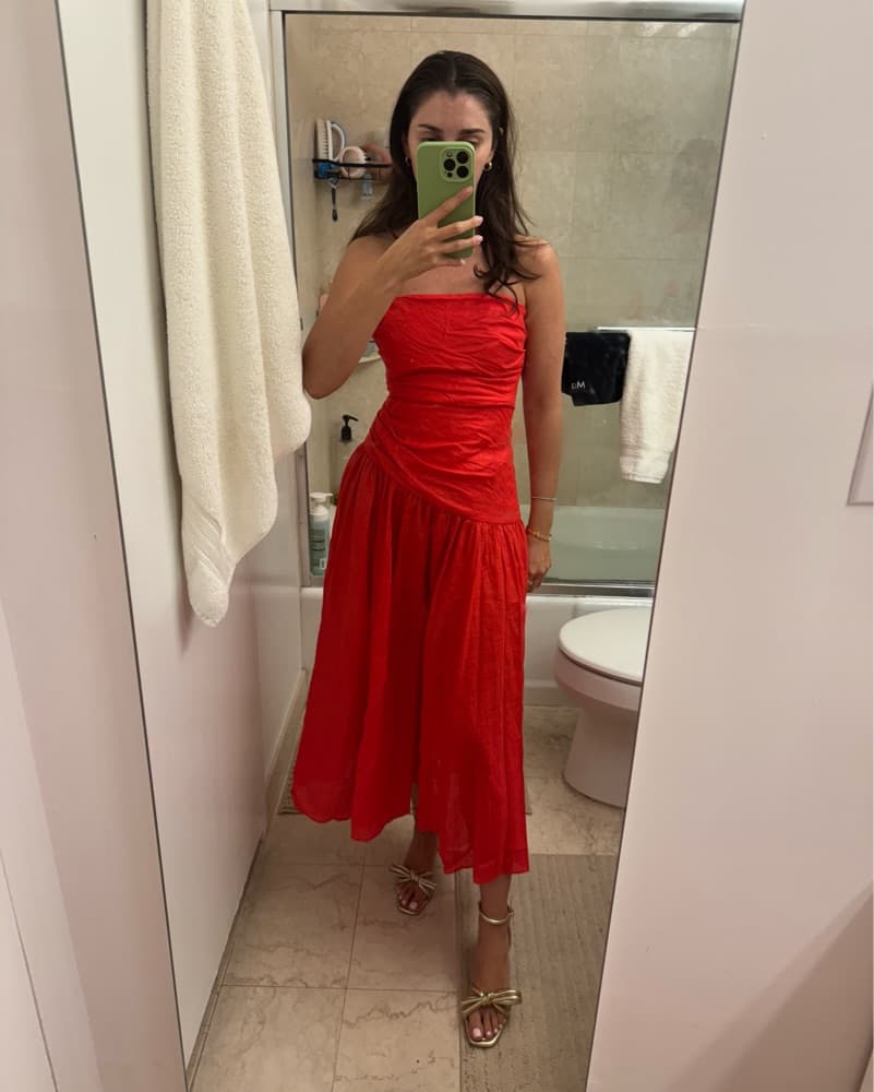 Zimmerman Red Linen Midi Dress - Image 1