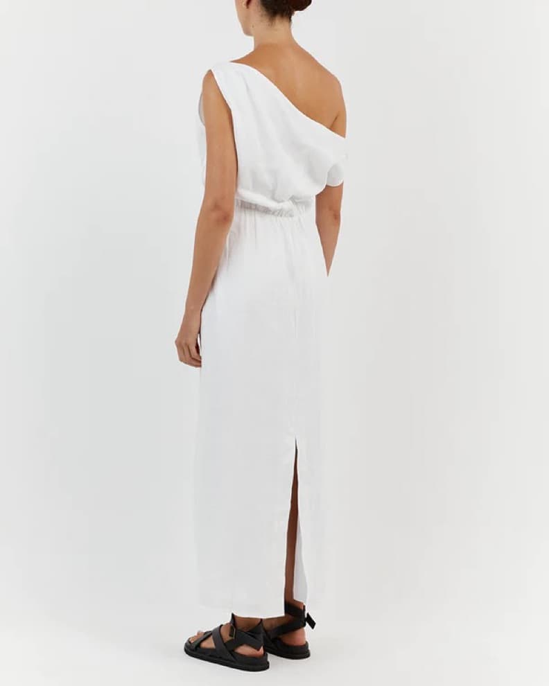 Dissh Cass White Linen Asym Midi Dress - Image 3