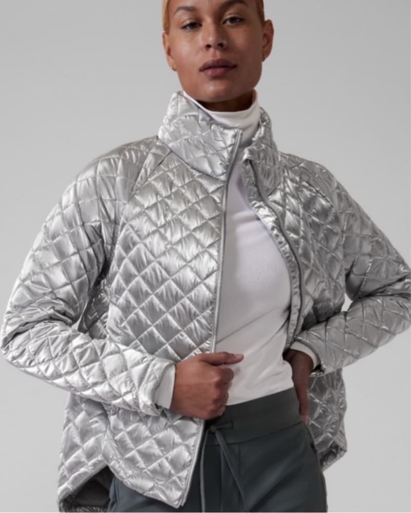 Silver Athleta Puffer Jacket - Image 3