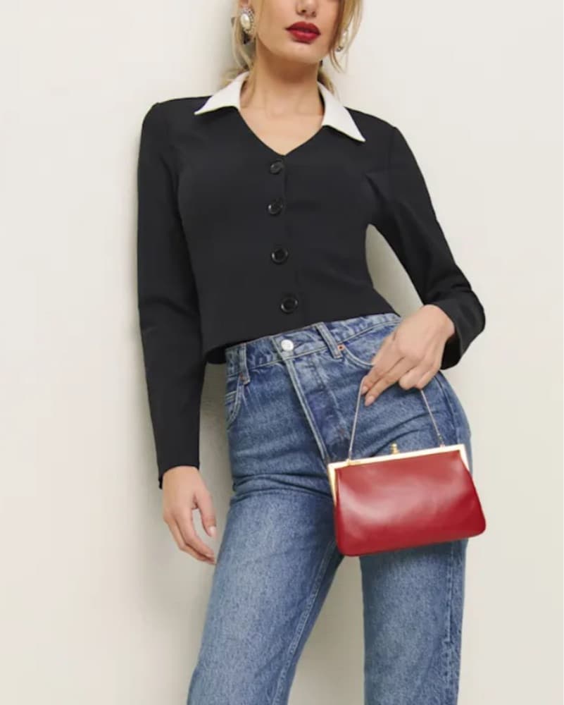 Reformation Black Button Down - Image 3