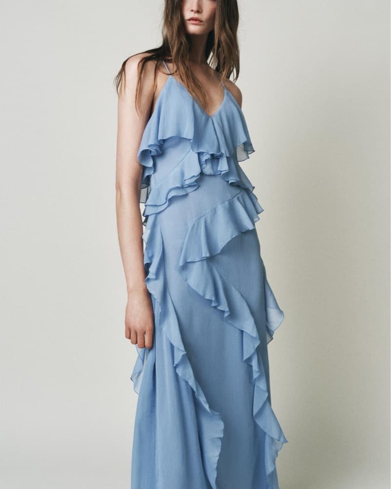 Blue Backless Ruffled Dress - Image 1