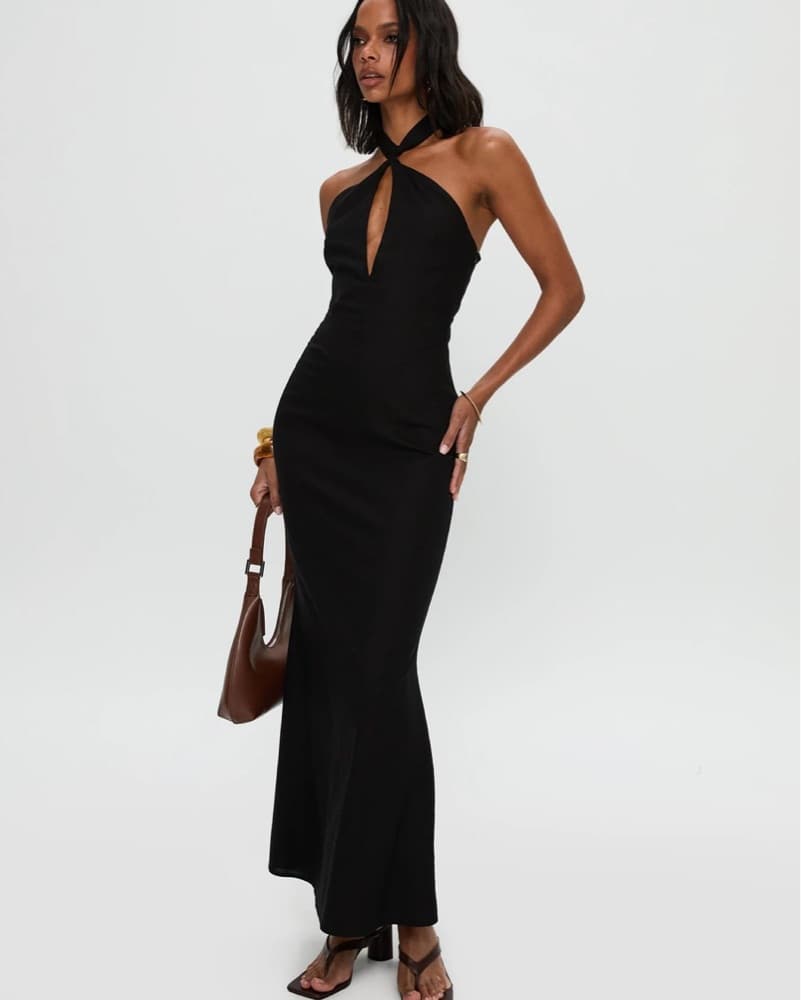 Black Halter Neck Dress - Image 2