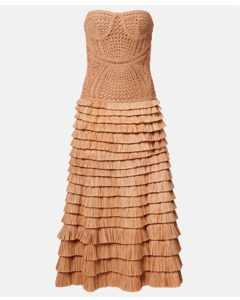 Simkhai Santana Raffia Strapless Dress - Image 1