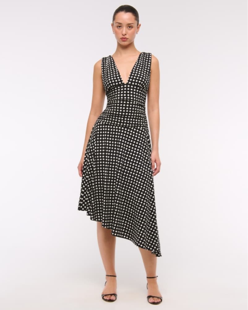 Plunge Polka Dot Midi dress  - Image 1