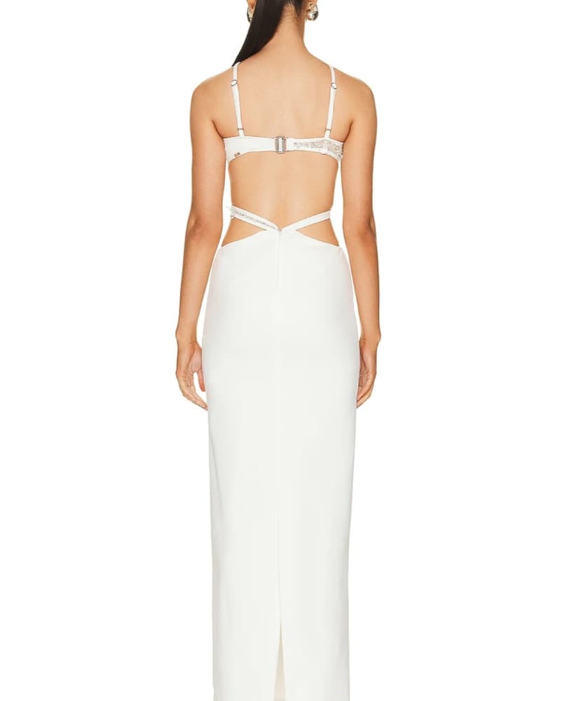 Patbo White Asterix Beaded Maxi Dress XS - Image 3