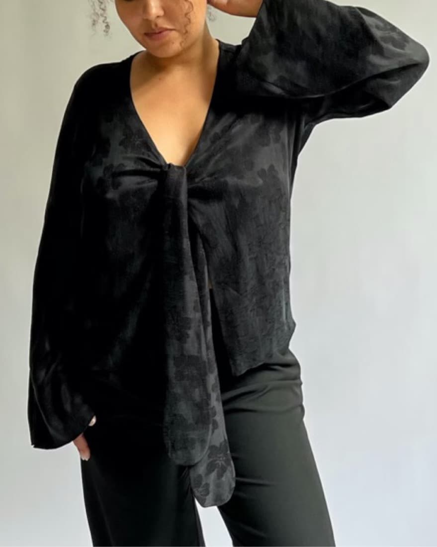 Djerf Avenue Tie Top Long Sleeve  - Image 2