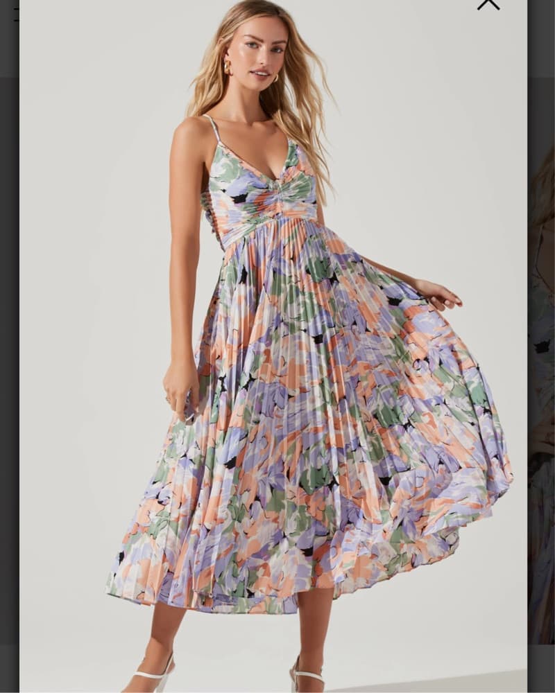 Floral Pleated Midi Dress - Image 3