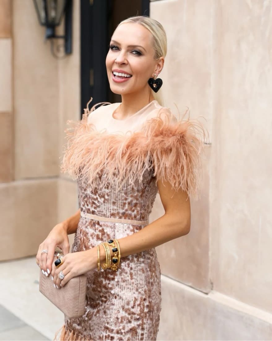 Rose Gold Sequin Feather Mini Dress  - Image 2