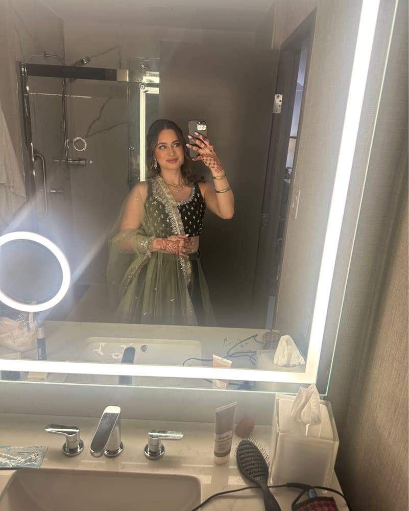 Green Embroidered Velvet Lehenga  - Image 4