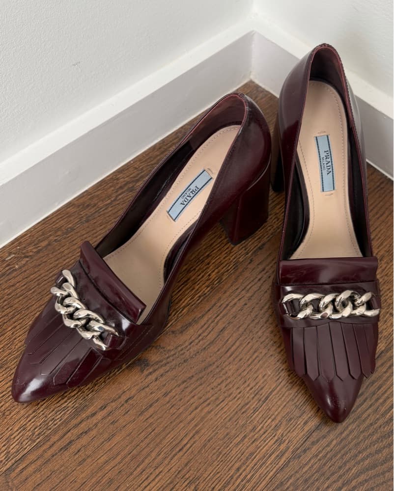 Prada Burgundy Heels - Image 1