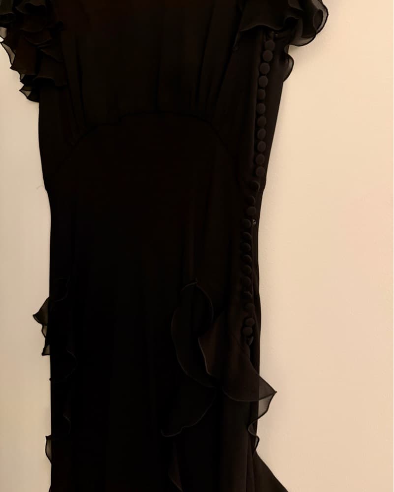 Silk Black Floor Length Dress - Image 4