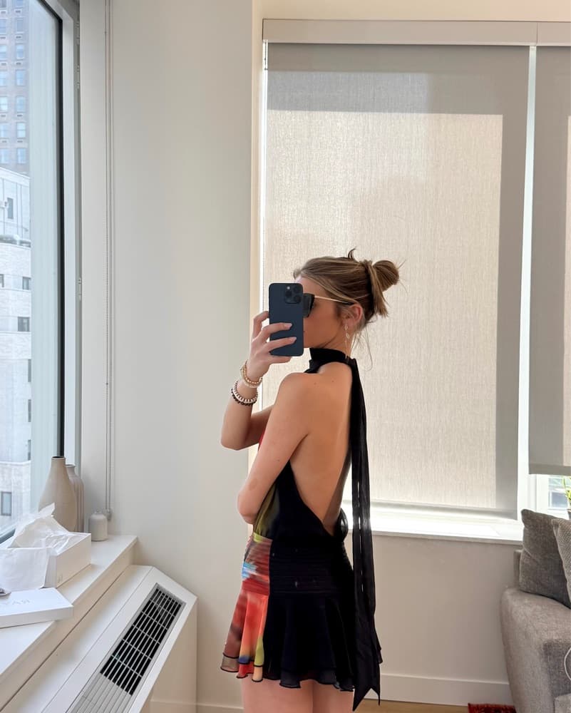 Open Back Halter Floral Mini Dress  - Image 5