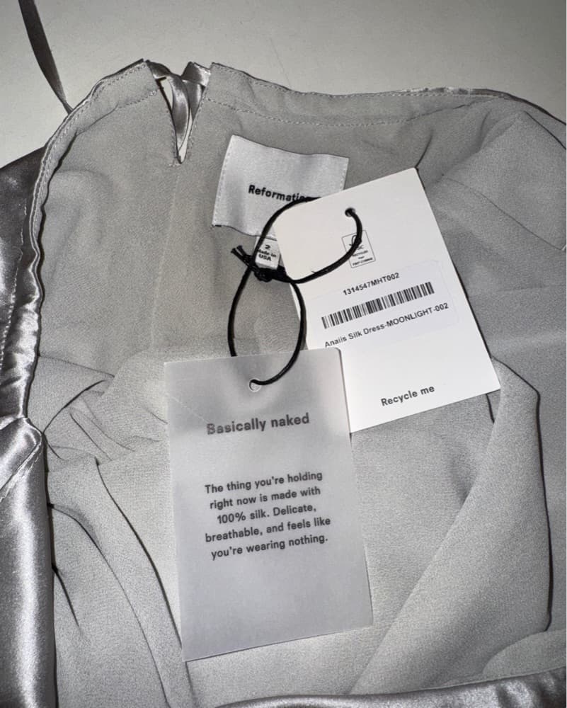NWT Reformation Silver Anaiis Silk Dress - Image 6