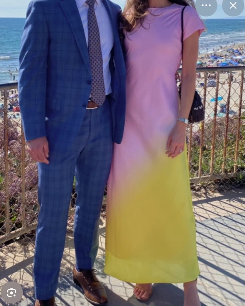 Pink Yellow Silk/Satin dress - Image 1