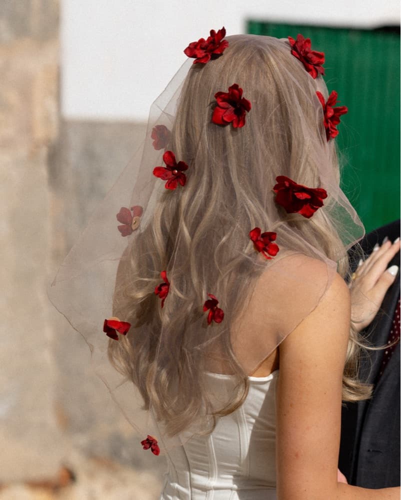 FREE PEOPLE- Red Floral Headscarf  - Image 1