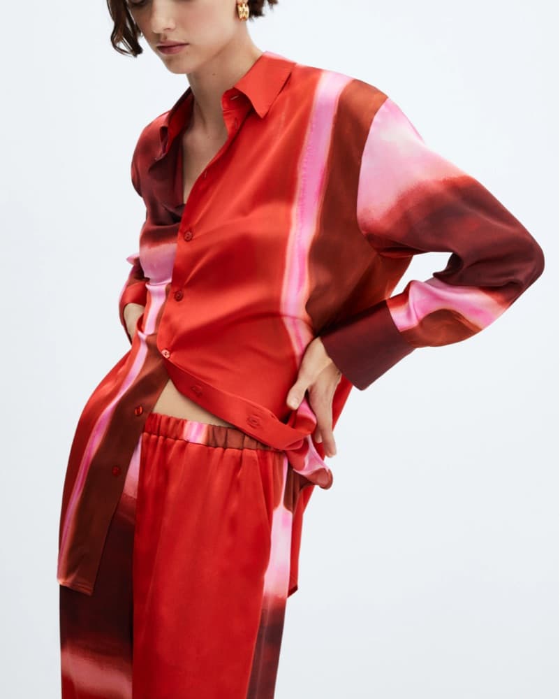 Red Multicolor Satin Pants - Image 3