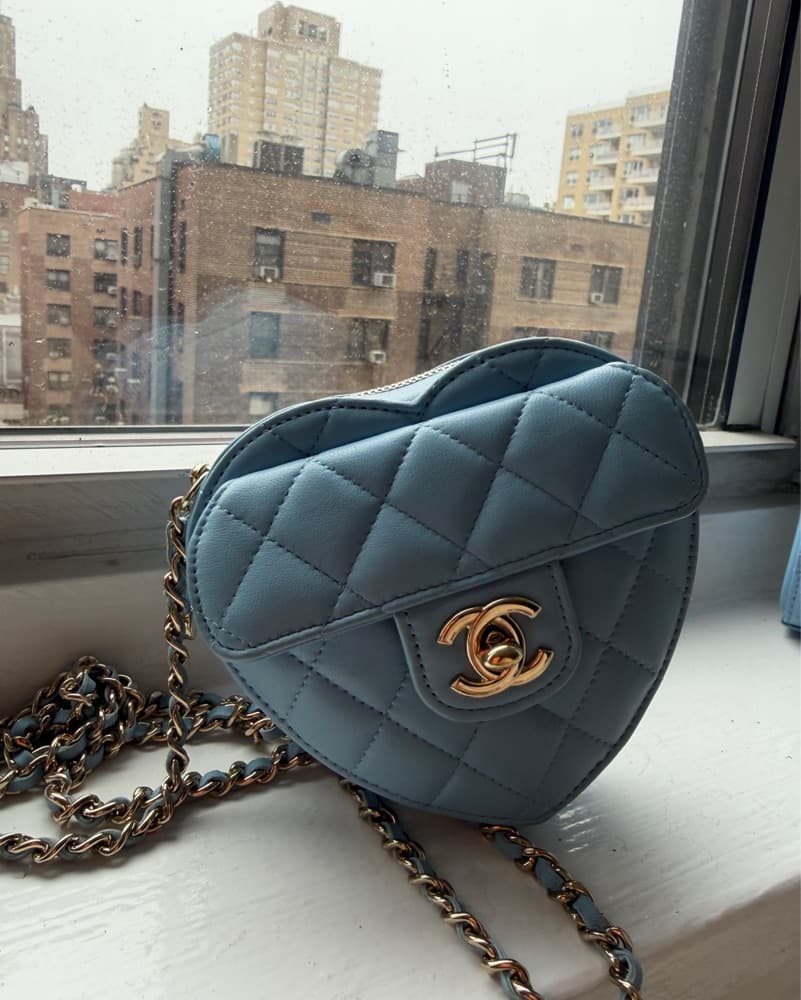 Chanel Blue Mini Heart Bag - Image 4
